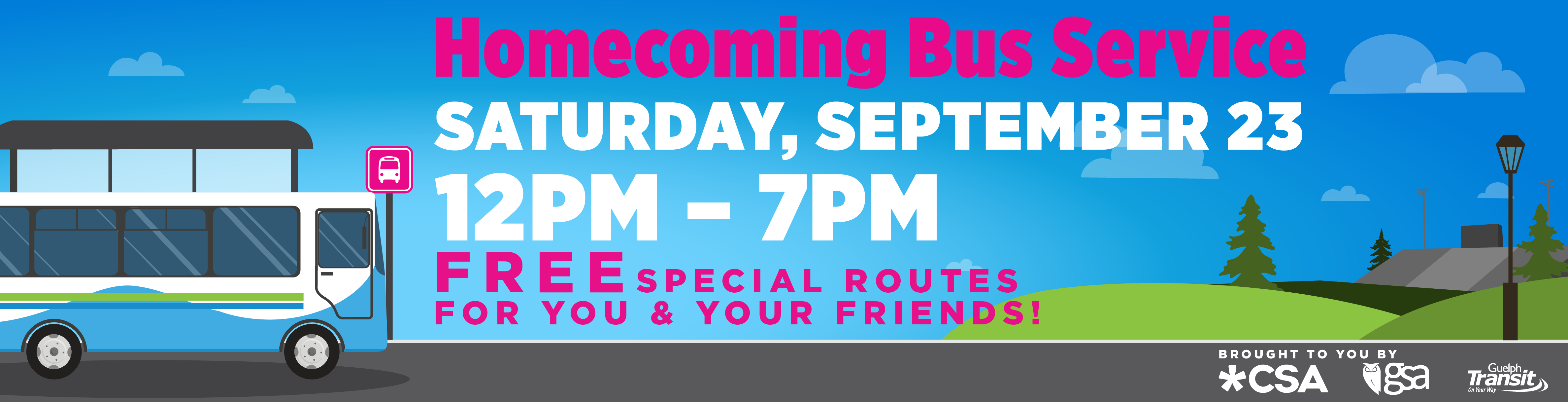 Homecoming Bus Service - Saturday, September 23 12PM-7PM